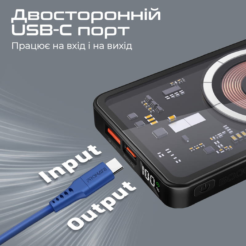 Універсальна мобільна батарея Promate TransPack-5 5000mAh 22.5W Black