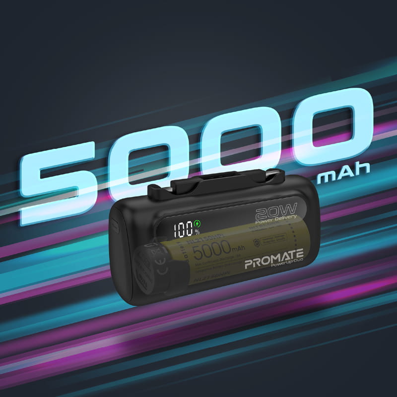 Универсальная мобильная батарея Promate PowerUp-Duo 5000mAh 20W Black