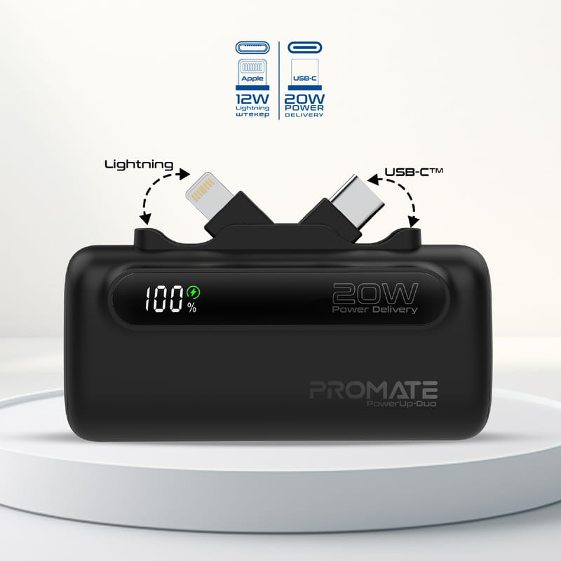 Универсальная мобильная батарея Promate PowerUp-Duo 5000mAh 20W Black