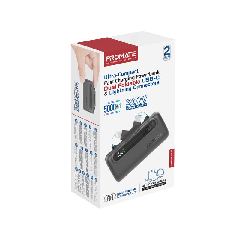 Универсальная мобильная батарея Promate PowerUp-Duo 5000mAh 20W Black