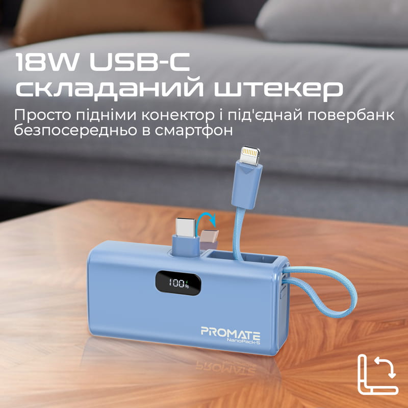 Універсальна мобільна батарея Promate Nanopack-5 5000mAh 20W Blue (nanopack-5.navy)