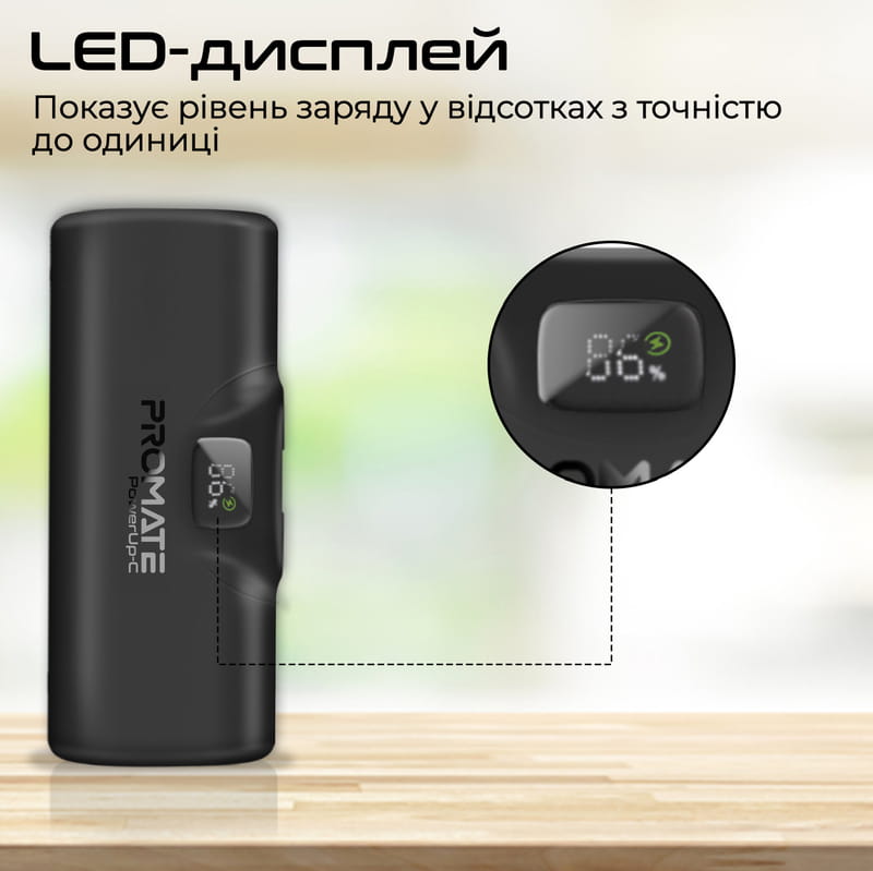 Универсальная мобильная батарея Promate PowerUp-c 5000mAh 20W Black (powerup-c.black)