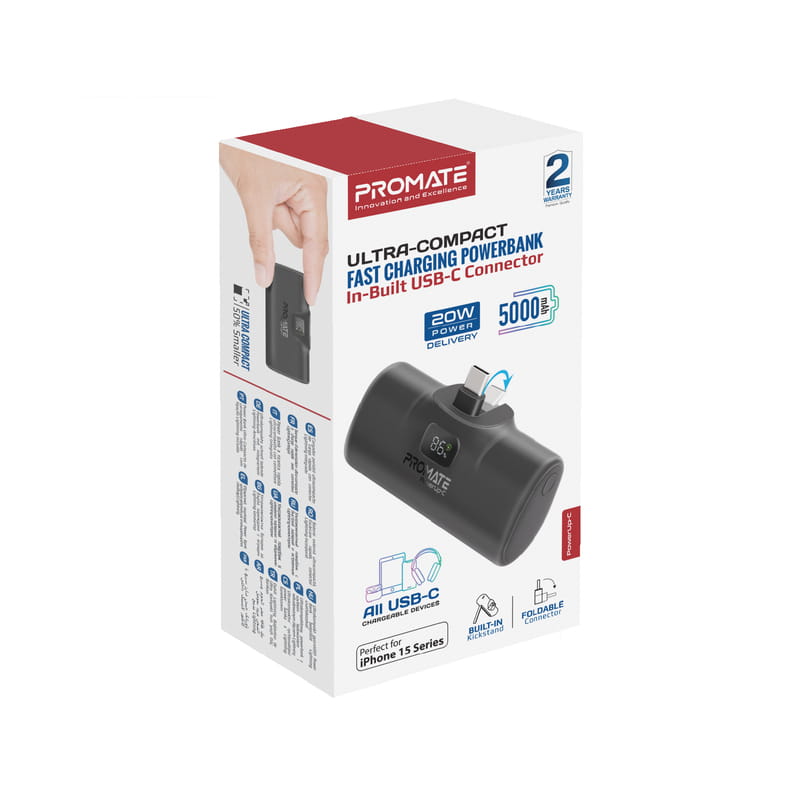 Универсальная мобильная батарея Promate PowerUp-c 5000mAh 20W Black (powerup-c.black)