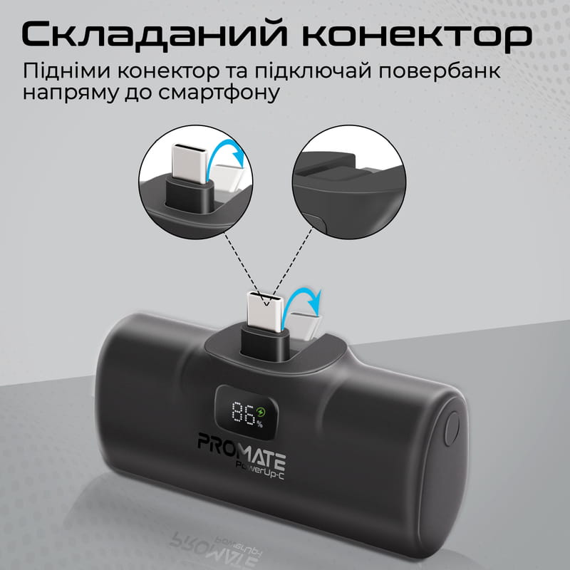 Універсальна мобільна батарея Promate PowerUp-c 5000mAh 20W Black (powerup-c.black)