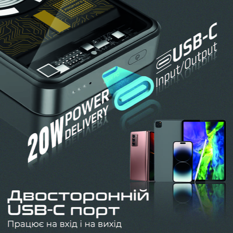 Универсальная мобильная батарея Promate LucidPack-10 10000mAh 20W Black (lucidpack-10.black)