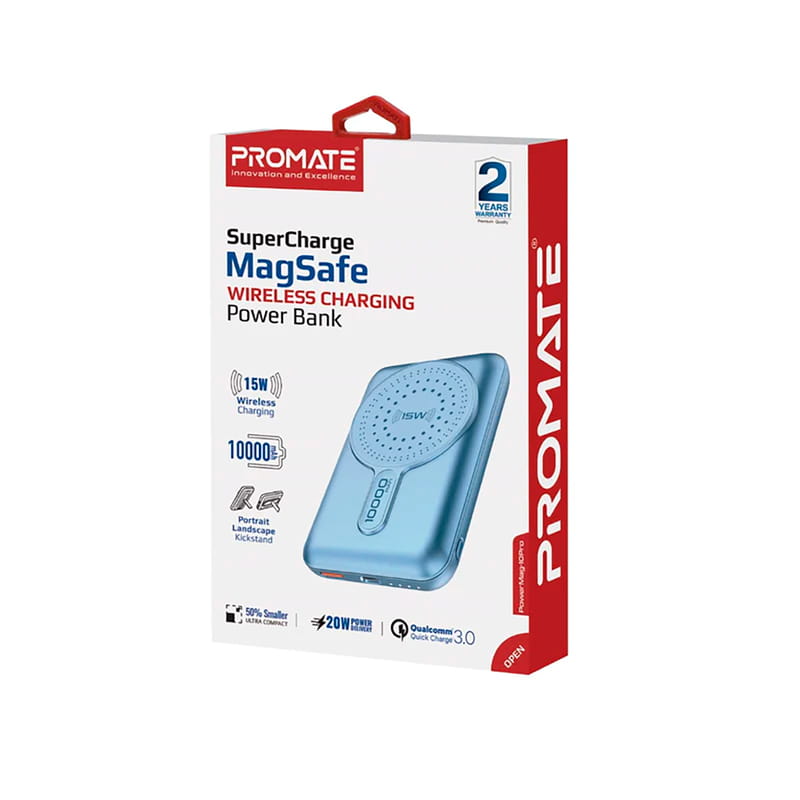 Універсальна мобільна батарея Promate PowerMag-10Pro 10000mAh 20W Blue (powermag-10pro.blue)