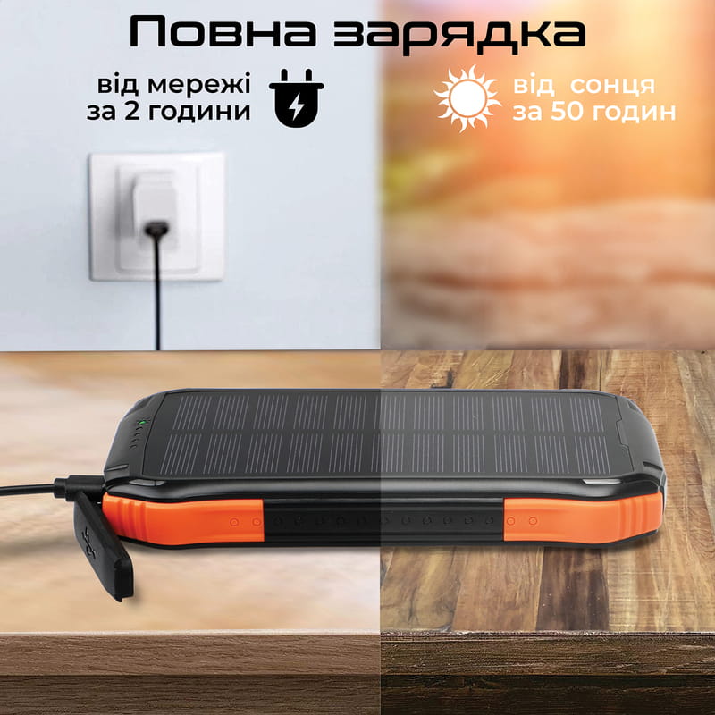 Универсальная мобильная батарея Promate SolarTank-10PDQi 10000mAh 20W Black (solartank-10pdqi.black)