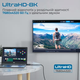 Кабель Promate DisplayPort - DisplayPort V 1.4 (M/M), 2 м, DPLink-200 Black
