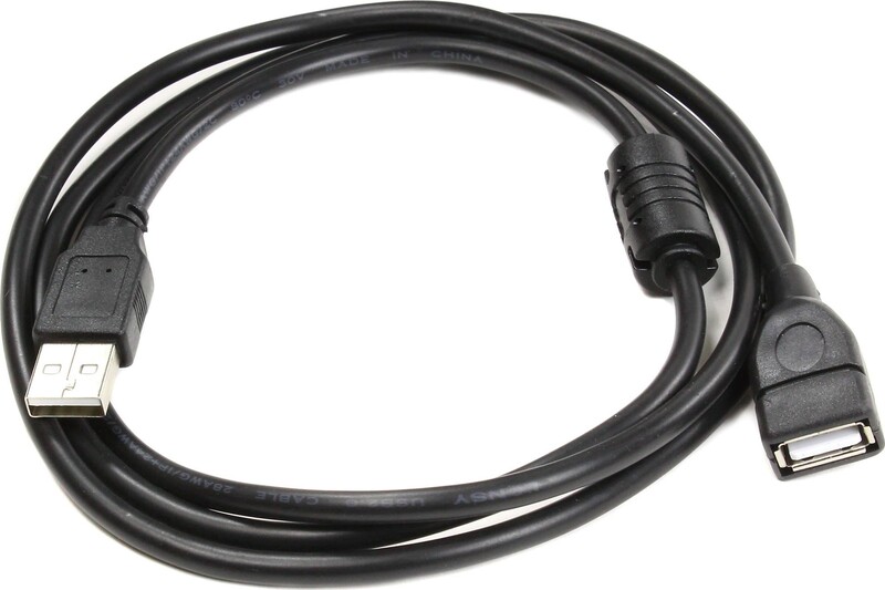 Кабель Atcom USB - USB (M/F), 1.5 м, ферритовый фильтр, Black