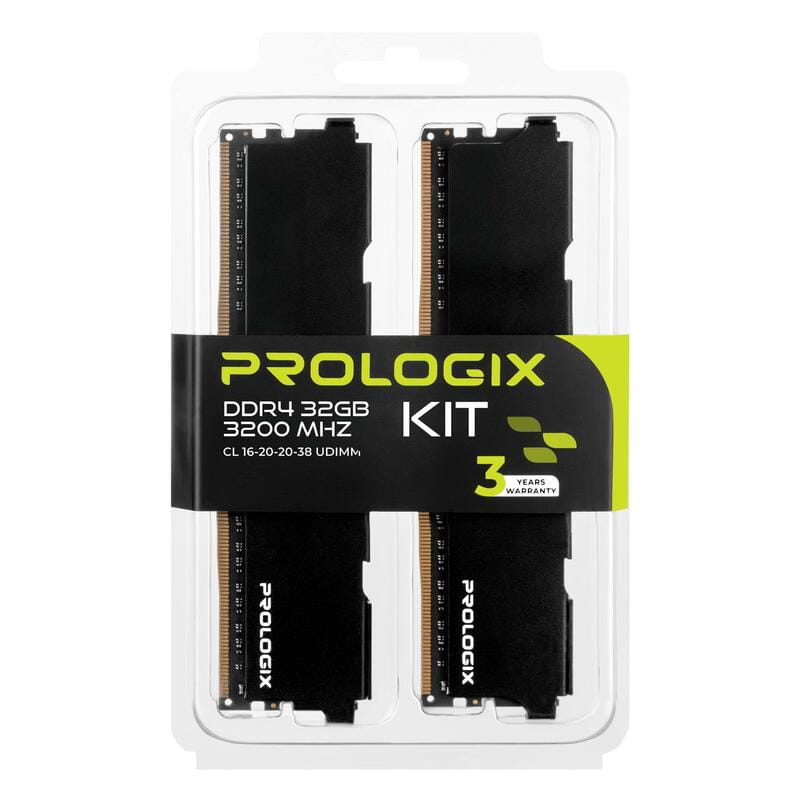 Модуль пам`ятi DDR4 2x16GB/3200 Prologix Black (PRO32GB3200B4K)