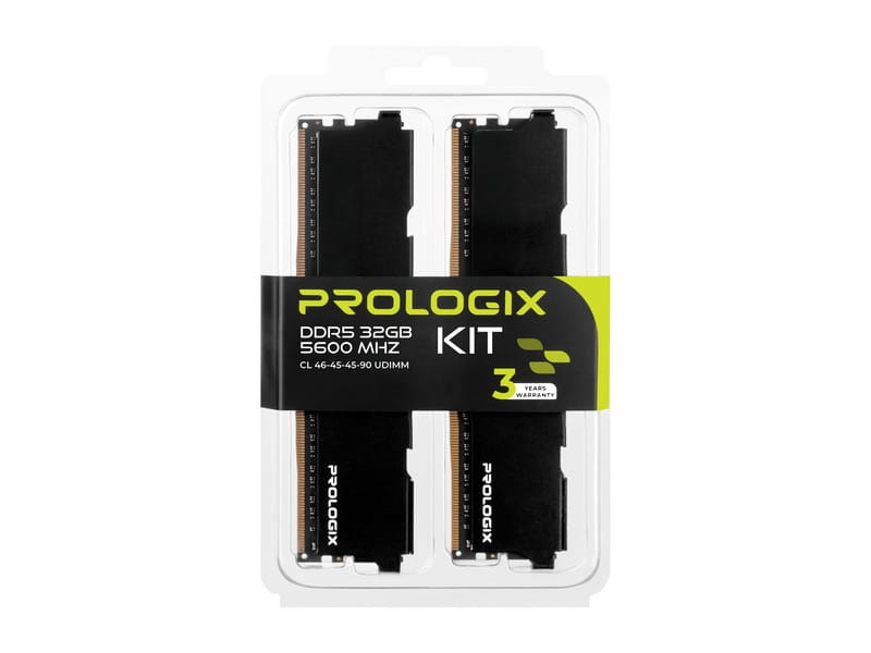 Модуль памяти DDR5 2x16GB/5600 Prologix Black (PRO32GB5600B5K)