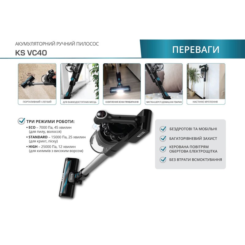 Акумуляторний пилосос Konner&Sohnen KS VC40