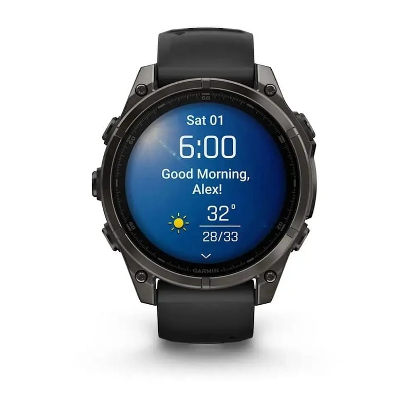 Смарт-годинник Garmin Fenix 8 43mm AMOLED Sapphire Carbon Gray DLC Titanium with Black Silicone (010-02903-28)