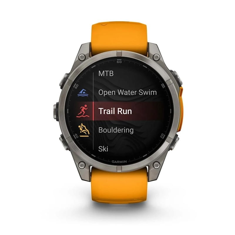 Смарт-годинник Garmin Fenix 8 47mm AMOLED Sapphire Graphite DLC Titanium with Spark Orange Silicone (010-02904-19)
