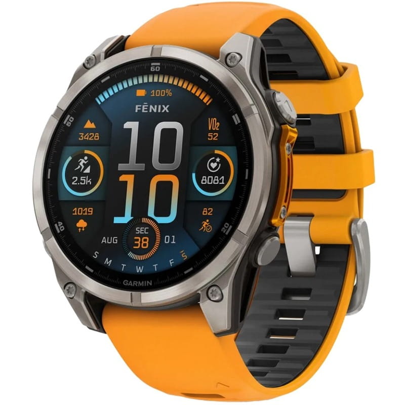 Смарт-часы Garmin Fenix 8 47mm AMOLED Sapphire Graphite DLC Titanium with Spark Orange Silicone (010-02904-19)