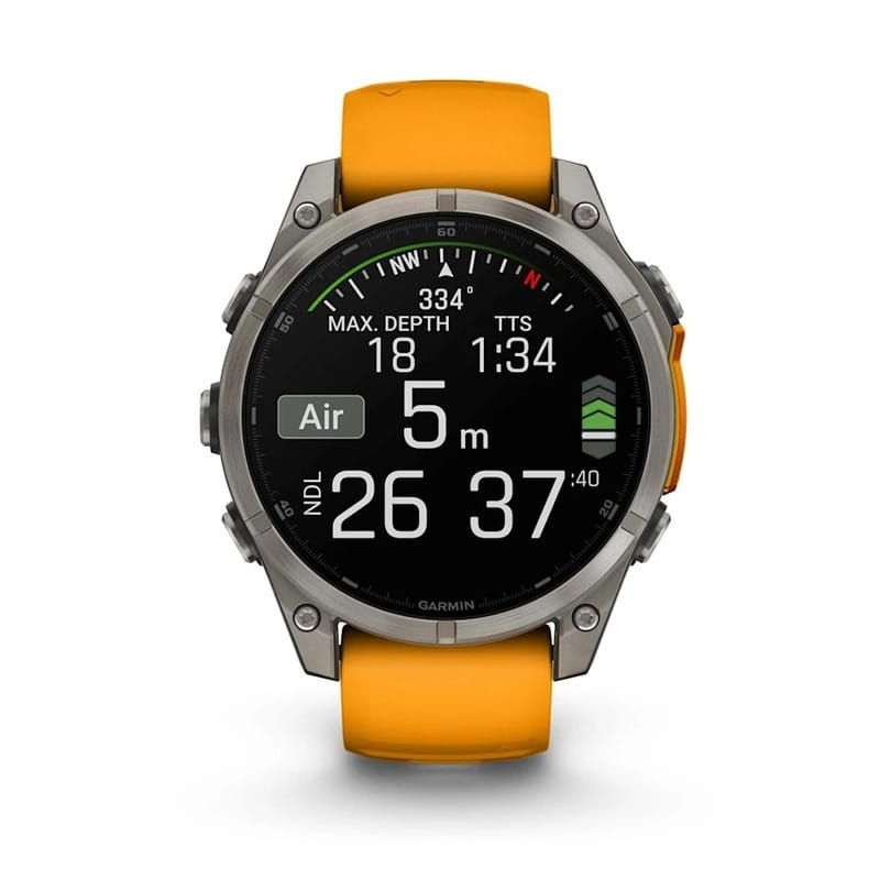 Смарт-годинник Garmin Fenix 8 47mm AMOLED Sapphire Graphite DLC Titanium with Spark Orange Silicone (010-02904-19)