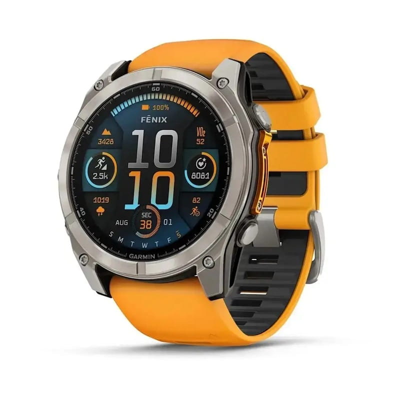 Смарт-годинник Garmin Fenix 8 47mm AMOLED Sapphire Graphite DLC Titanium with Spark Orange Silicone (010-02904-19)