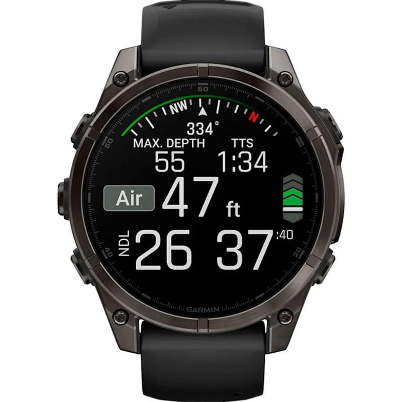 Смарт-часы Garmin Fenix 8 47mm AMOLED Sapphire Carbon Gray DLC Titanium with Black Silicone (010-02904-29)