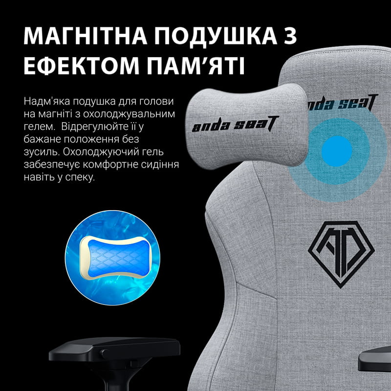 Крісло для геймерів Anda Seat Phantom 3 Pro Size L Fabric Grey (AD18YC-06-G-F)