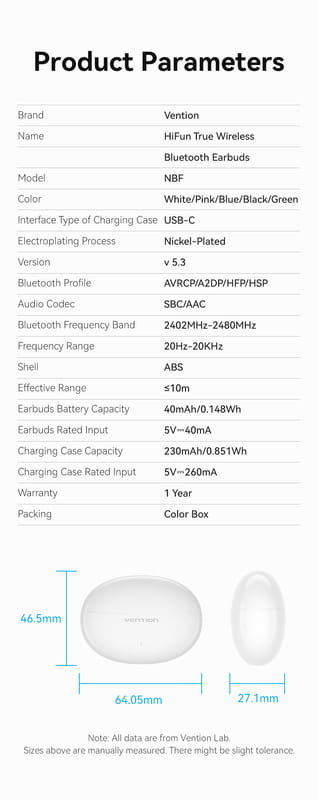 Bluetooth-гарнітура Vention Elf Earbuds E01 Blue (NBFS0)