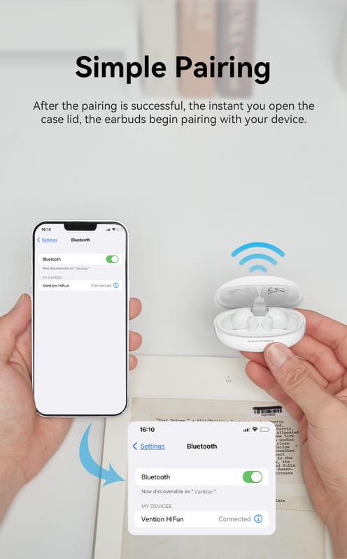 Bluetooth-гарнітура Vention Elf Earbuds E01 Blue (NBFS0)