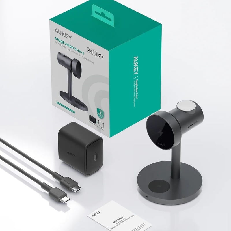 Беспроводное зарядное устройство Aukey MagFusion 3-in-1 15W Black (LC-MC311)
