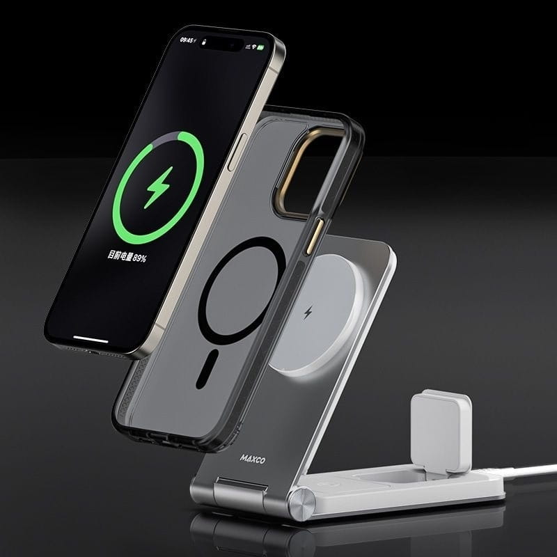 Беспроводное зарядное устройство Maxco Wireless Charger 3-in-1 15W Grey (MW08)