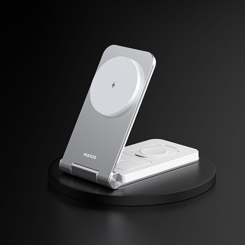 Беспроводное зарядное устройство Maxco Wireless Charger 3-in-1 15W Grey (MW08)