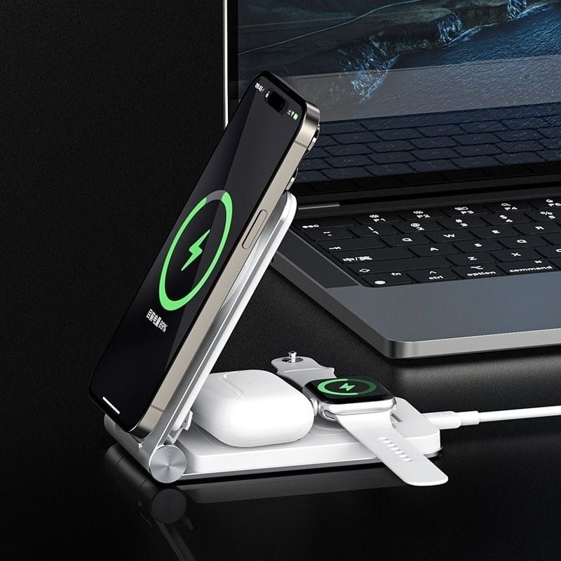 Беспроводное зарядное устройство Maxco Wireless Charger 3-in-1 15W Grey (MW08)