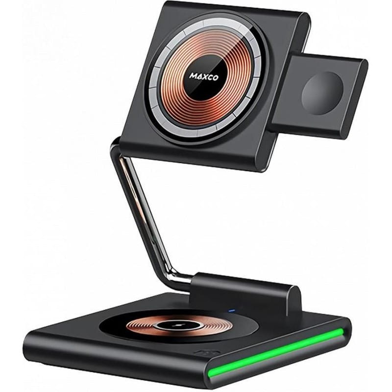 Беспроводное зарядное устройство Maxco Wireless Charger 3-in-1 15W Black (MW07)