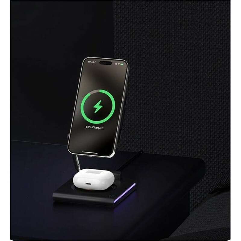 Беспроводное зарядное устройство Maxco Wireless Charger 3-in-1 15W Black (MW07)