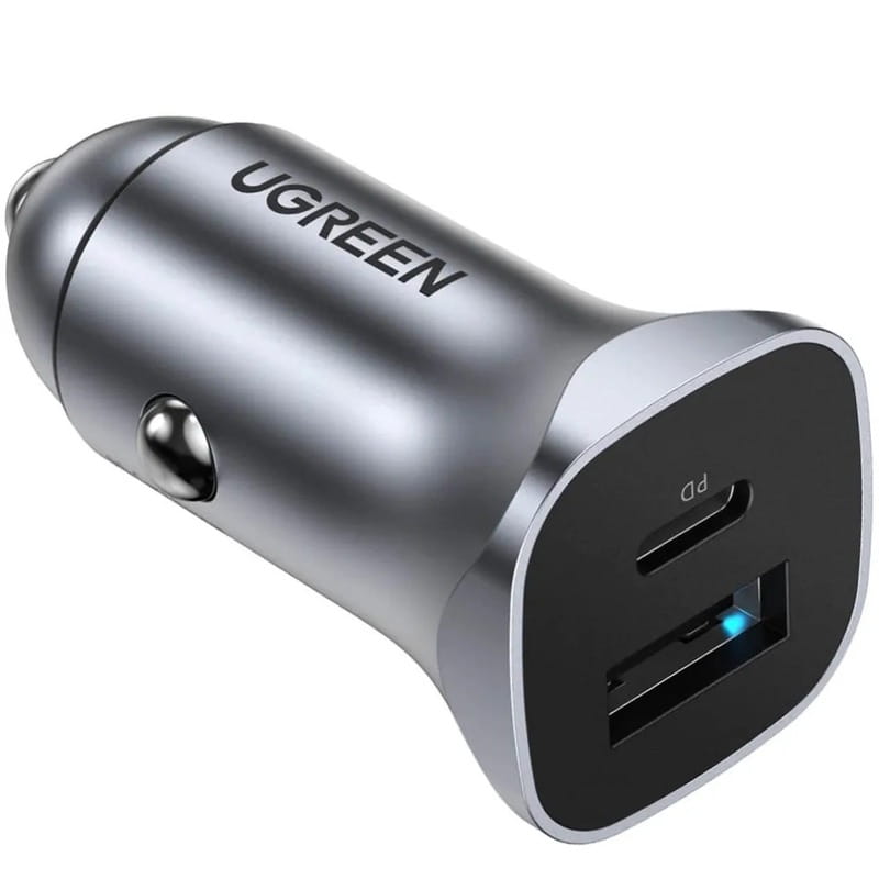 Автомобільний зарядний пристрій Ugreen EC305 (2xUSB 30W (USB-A+USB-C) QC 4.0 Grey (25845)