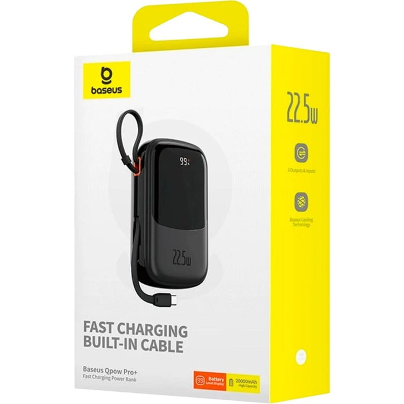 Универсальная мобильная батарея Baseus Qpow Pro 20000mAh, 22.5W, Black (P10067103113-00)