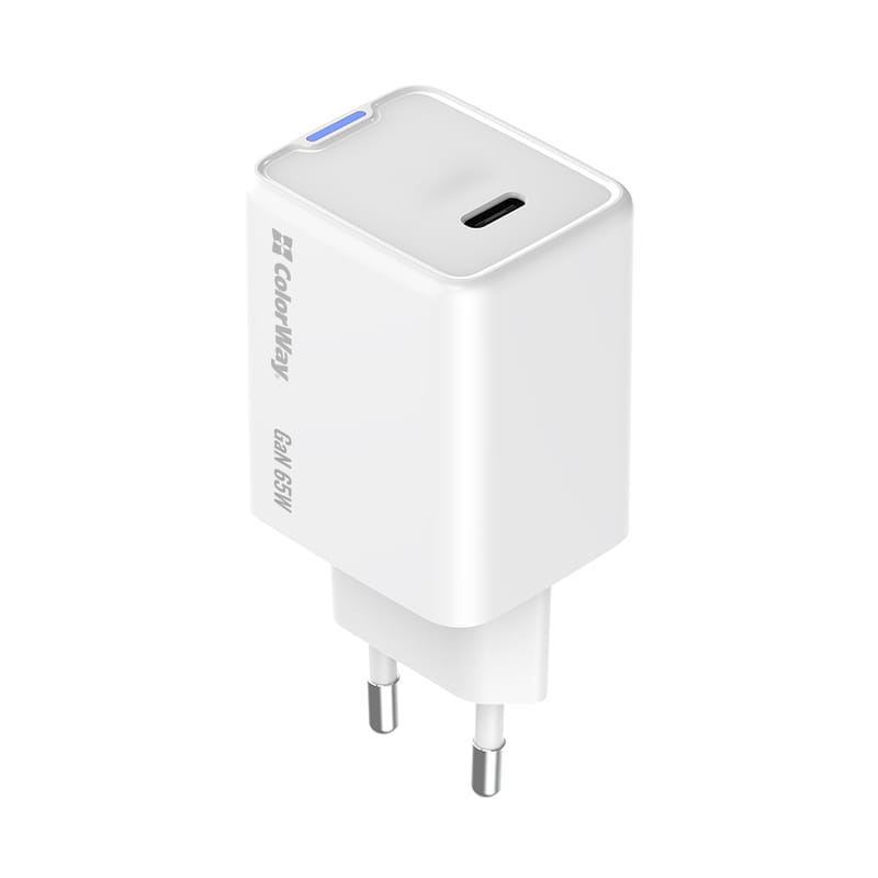 Сетевое зарядное устройство ColorWay GaN Mini 65W PD Port PPS USB-C White (CW-CHS049PD-WT)