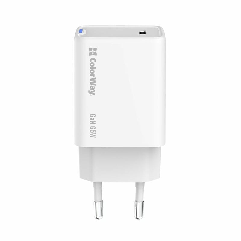 Сетевое зарядное устройство ColorWay GaN Mini 65W PD Port PPS USB-C White (CW-CHS049PD-WT)