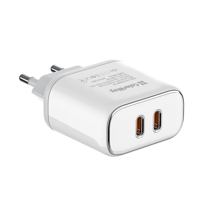 Сетевое зарядное устройство ColorWay Power Delivery Port PPS USB (Type-C PD + Type-C PD) (40W) White (CW-CHS048PD-WT)