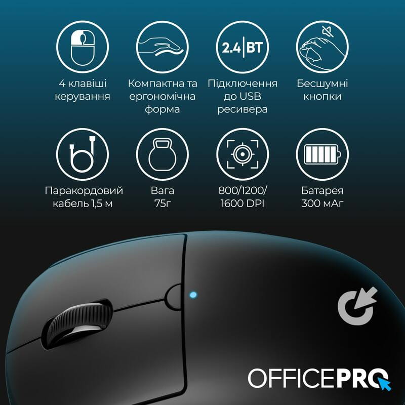 Миша бездротова OfficePro M307B Black