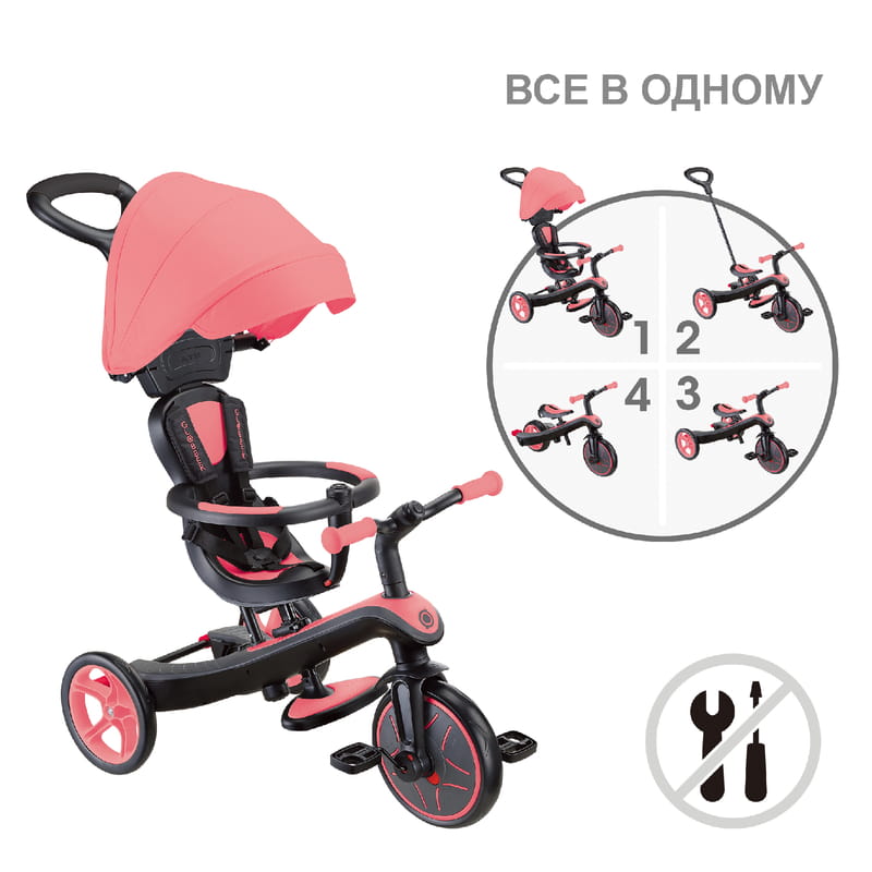 Велосипед триколісний Globber Explorer Trike 4в1 Pink (634-110)