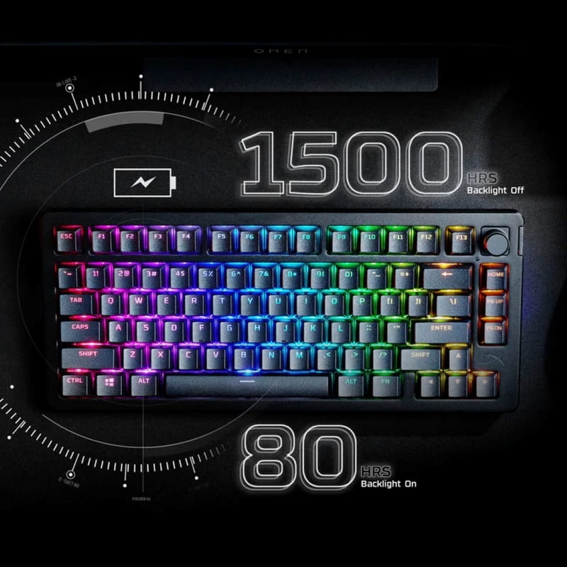 Клавиатура беспроводная HyperX Alloy Rise 75 Red RGB UA Black (91Y91AA)