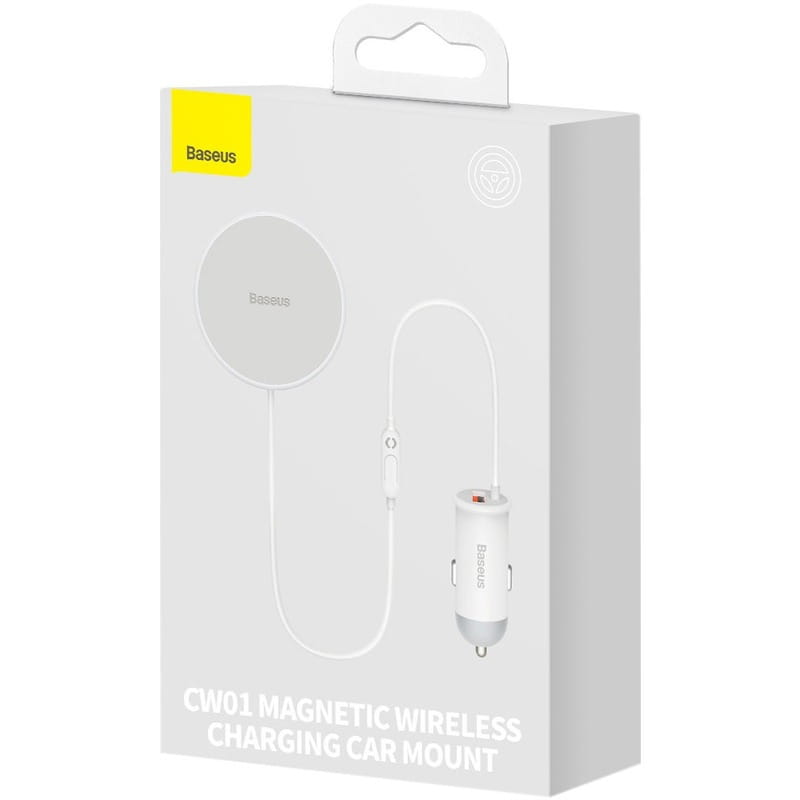 Беспроводное зарядное устройство Baseus CW01 Magnetic Wireless Charging Car Mount 40W White (SUCX040102)