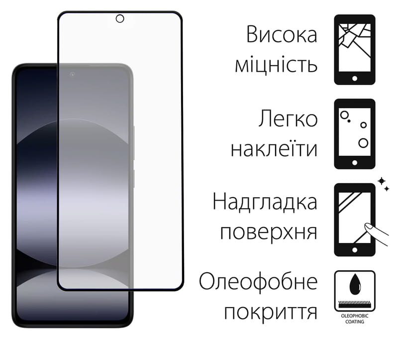 Защитное стекло Dengos для Xiaomi Redmi Note 14 Black Full Glue (DG-TG2P-63) 2шт