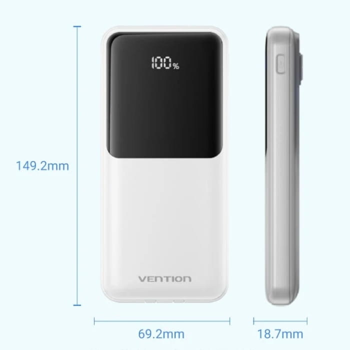 Универсальная мобильная батарея Vention 10000mAh PD White (FHOW0)