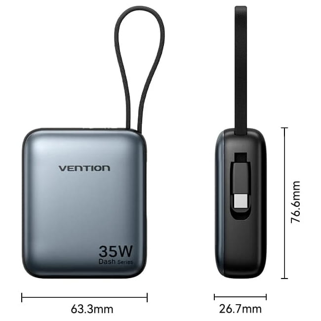 Універсальна мобільна батарея Vention 10000mAh PD Gray (FHEH0)