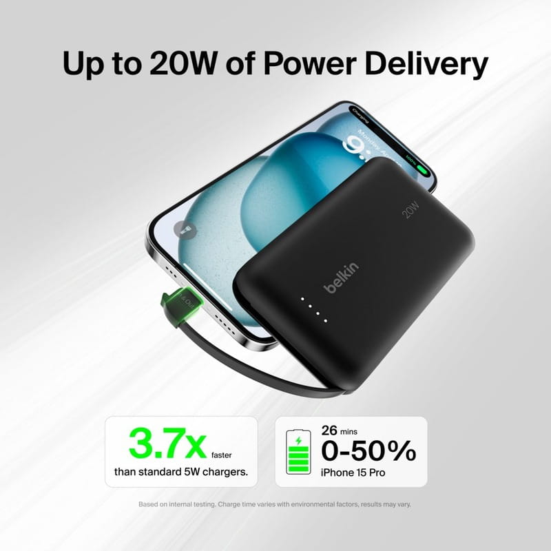 Универсальная мобильная батарея Belkin Power Bank 10000mAh 20W Black (BPB021HQBK)