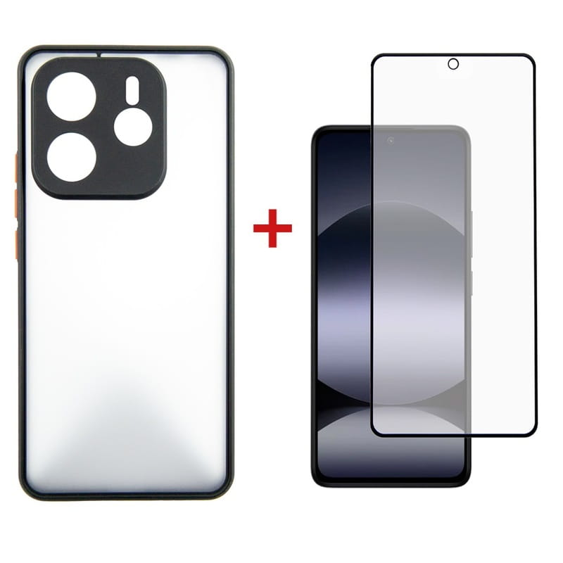 Чeхол-накладка Dengos Matt для Xiaomi Redmi Note 14 Pro Black (DG-KM-128) + защитное стекло