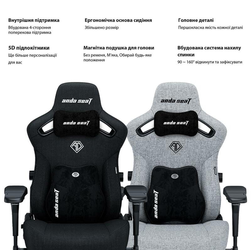 Кресло для геймеров Anda Seat Kaiser 3 Pro Size XL Fabric Black (AD12YDC-XL-01-B-CF-B02)