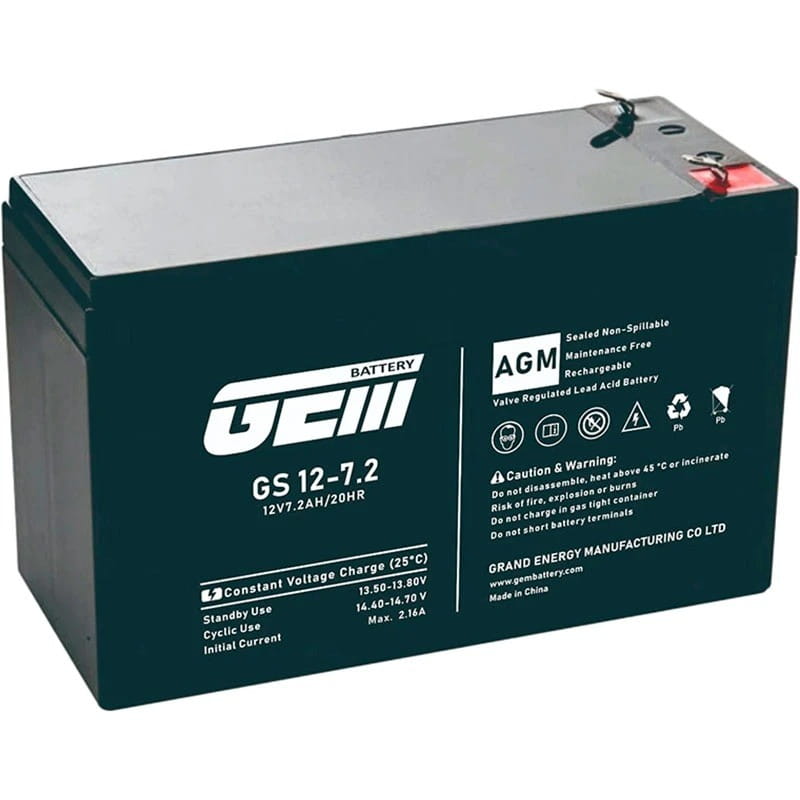 Акумуляторна батарея GEM Battery 12V 7.2AH (GS 12-7.2) AGM