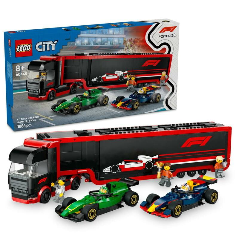 Конструктор LEGO City Вантажівка F1 з автомобілями RB20 та AMR24 (60445)