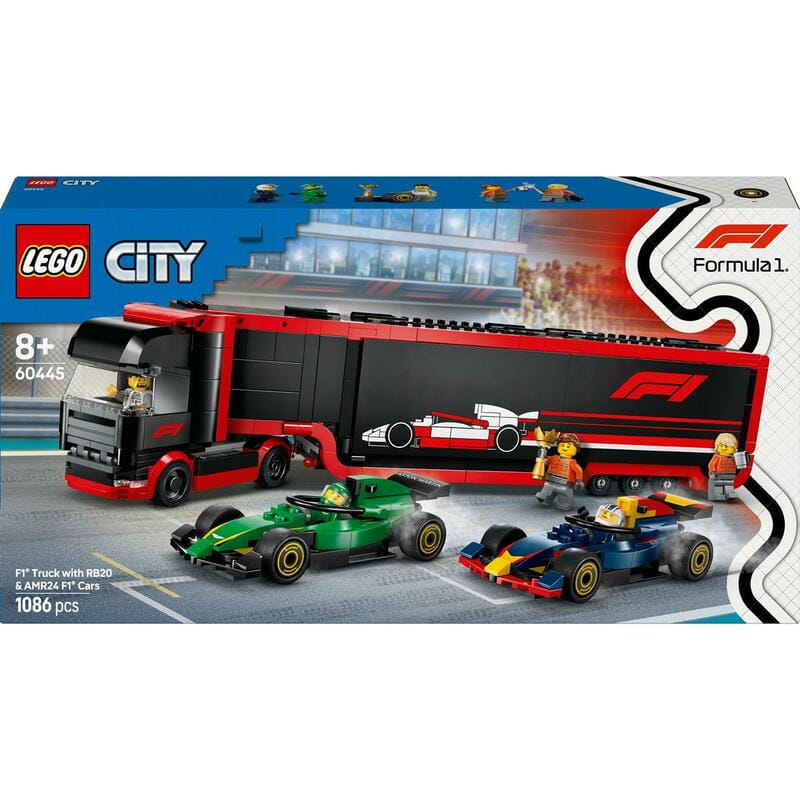 Конструктор LEGO City Вантажівка F1 з автомобілями RB20 та AMR24 (60445)