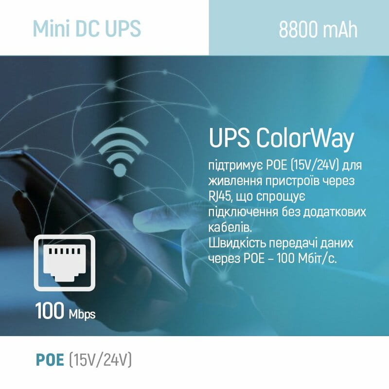 ИБП для роутеров/коммутаторов ColorWay CW-PB088LI3WT 8800mAh 21W DC 5V/9V/12V/24V V2